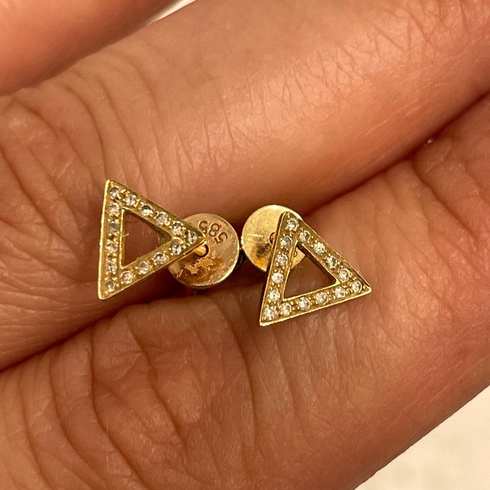 Real pave diamond triangle earrings.